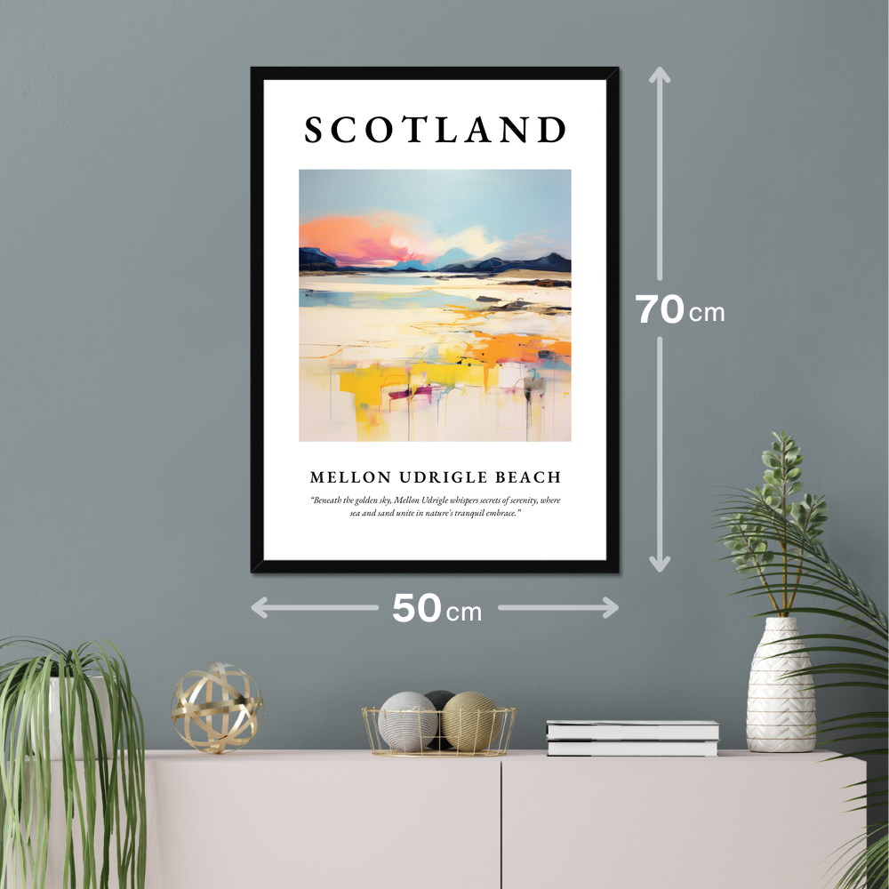 Poster of Mellon Udrigle Beach hanging on a wall