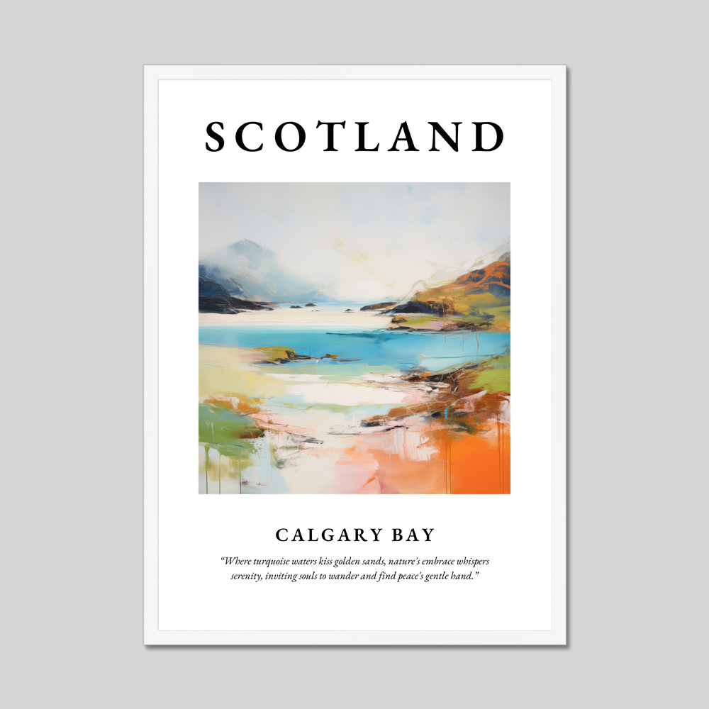 Poster in a white frame with the word Scotland