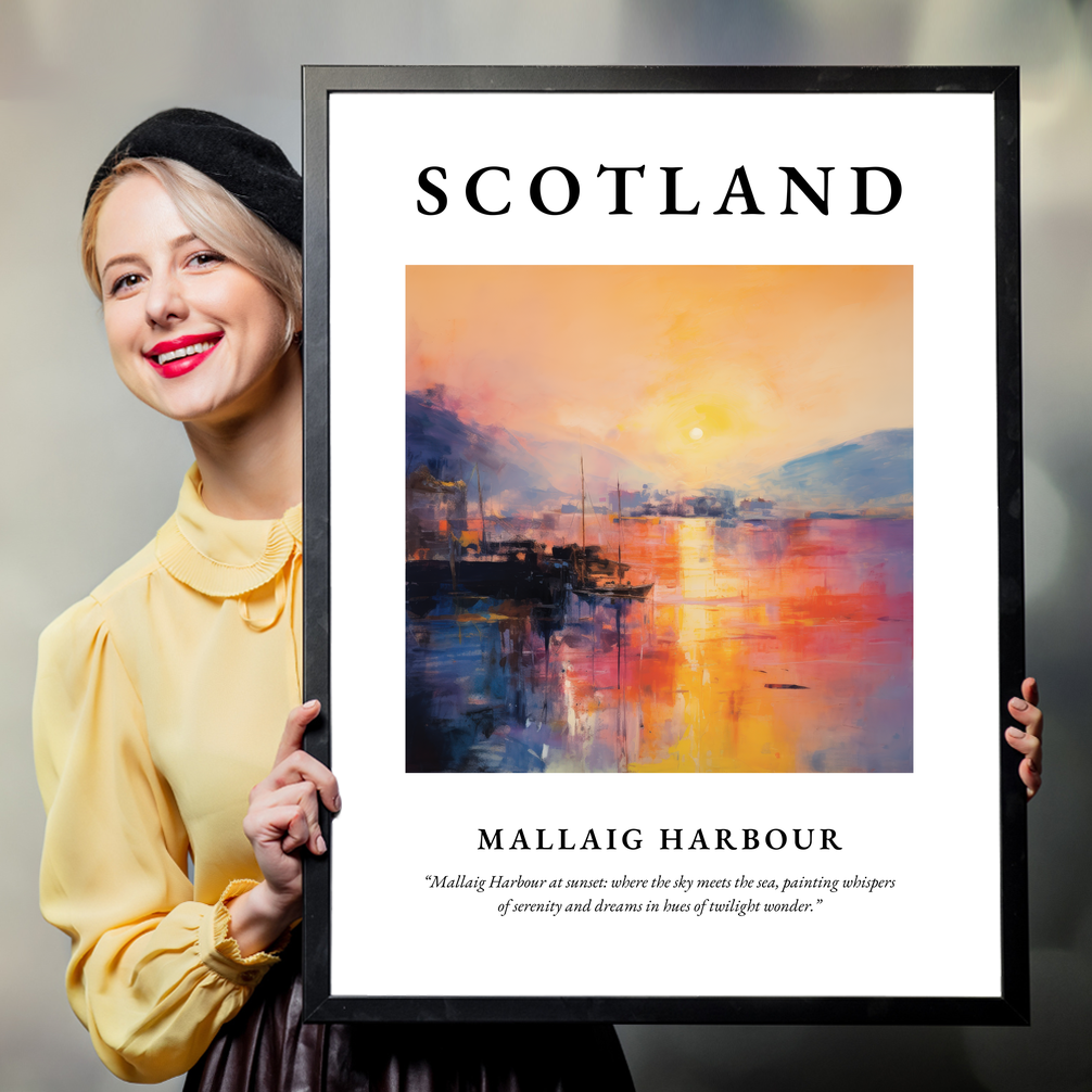 Person holding a poster of Mallaig Harbour