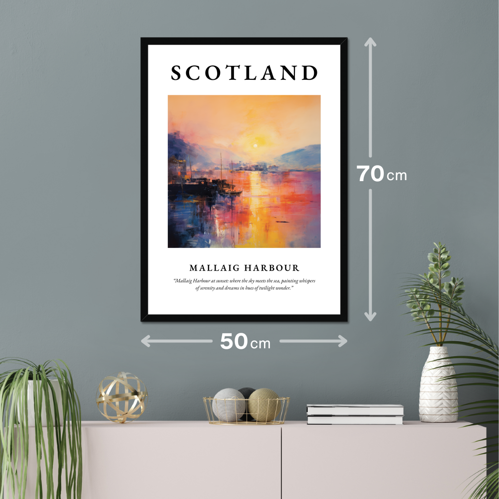 Poster of Mallaig Harbour hanging on a wall