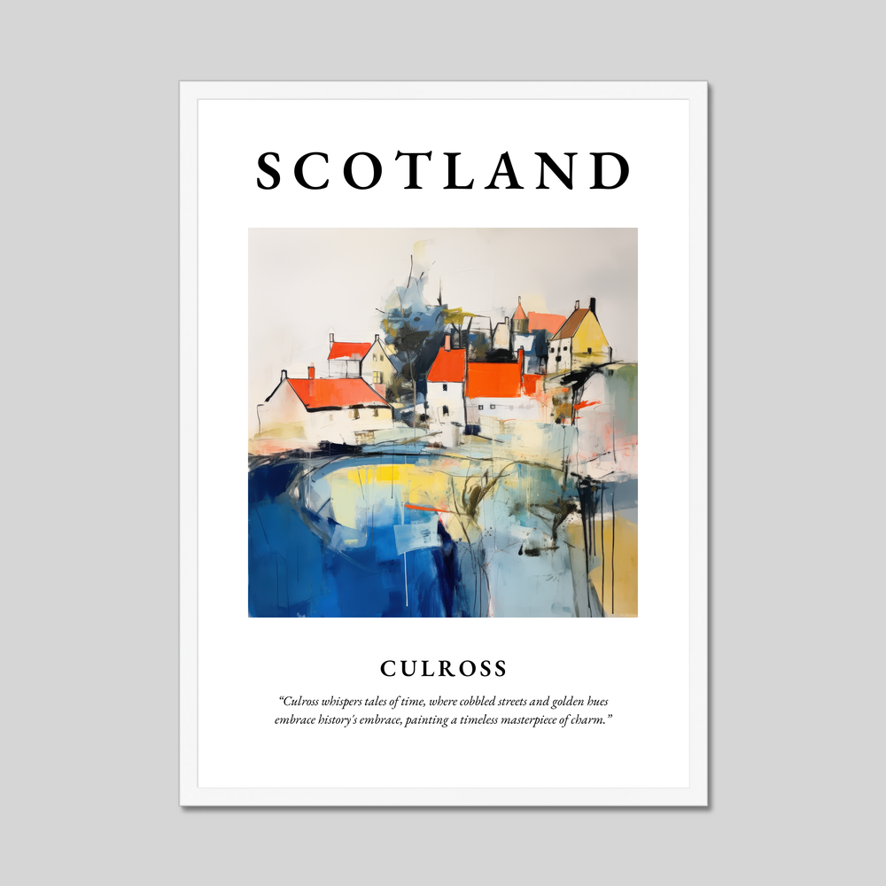 Poster in a white frame with the word Scotland