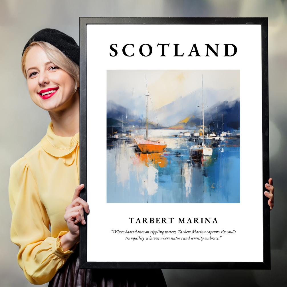 Person holding a poster of Tarbert Marina