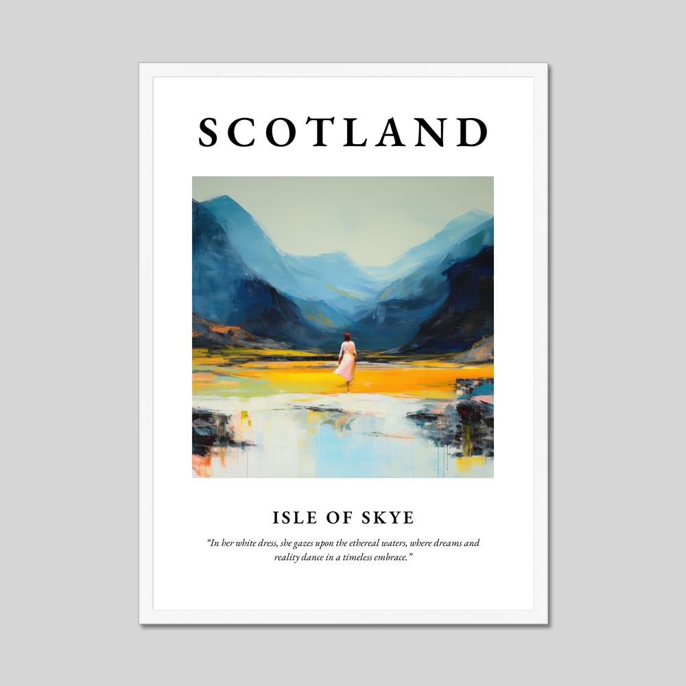 Poster in a white frame with the word Scotland