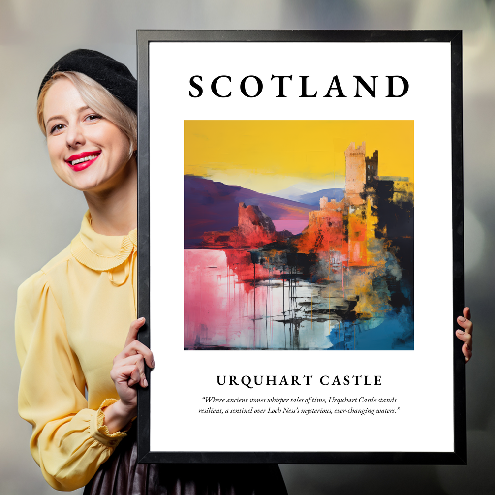 Person holding a poster of Urquhart Castle