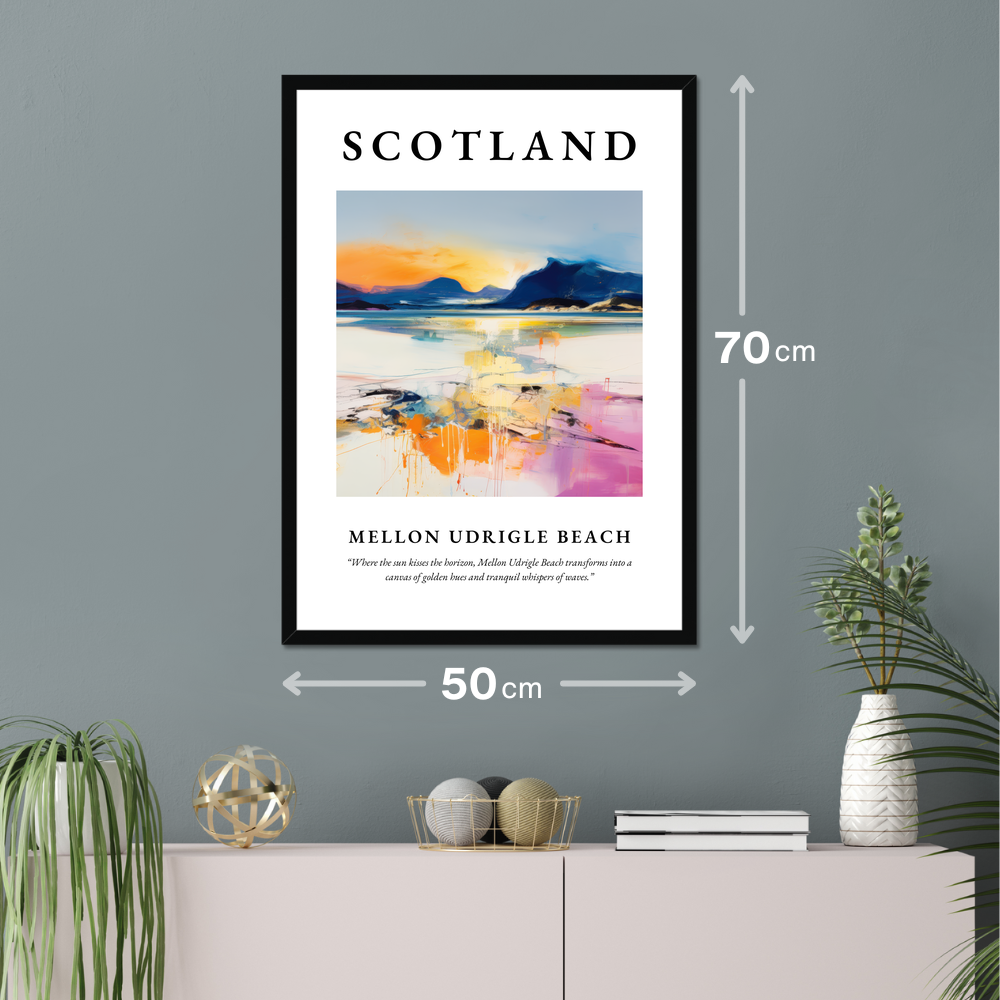 Poster of Mellon Udrigle Beach hanging on a wall