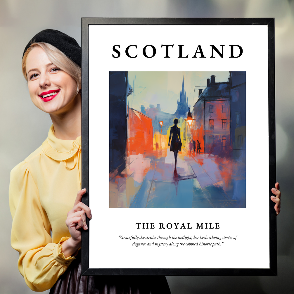 Person holding a poster of The Royal Mile