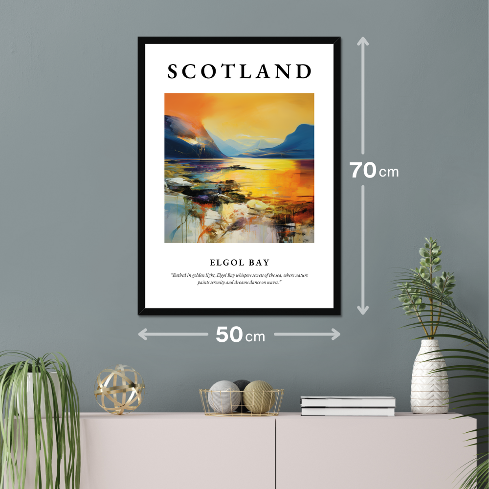 Poster of Elgol Bay hanging on a wall