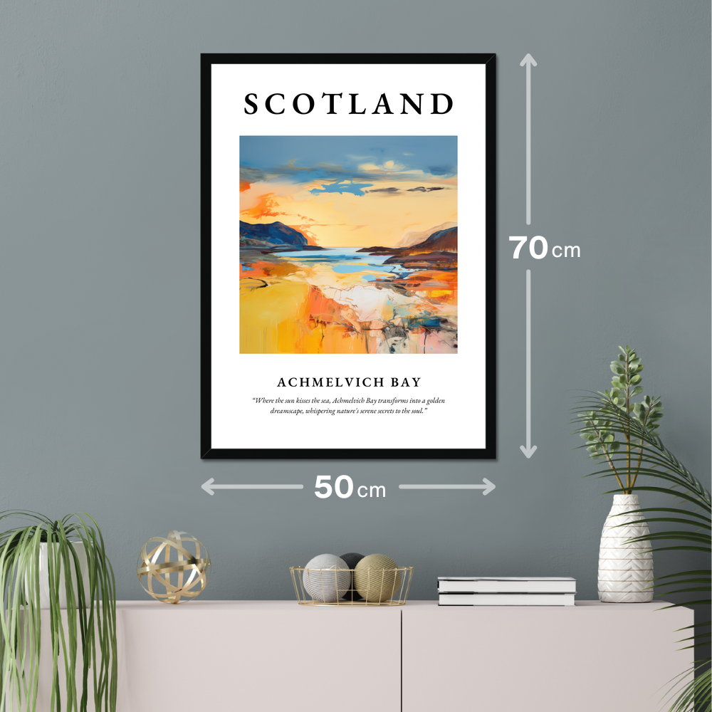 Poster of Achmelvich Bay hanging on a wall