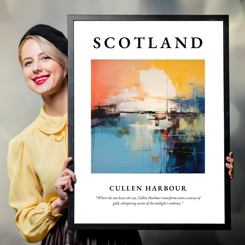 Person holding a poster of Cullen Harbour