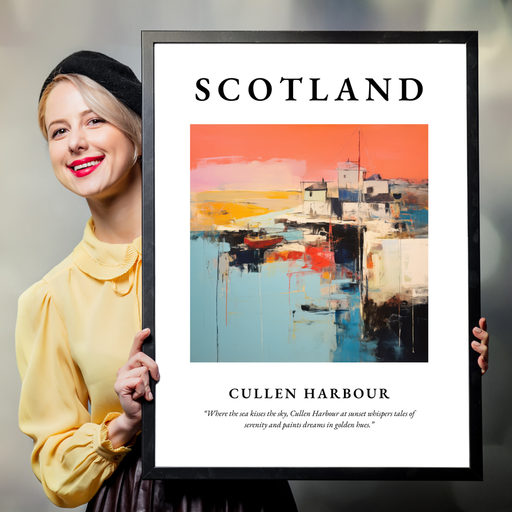 Person holding a poster of Cullen Harbour