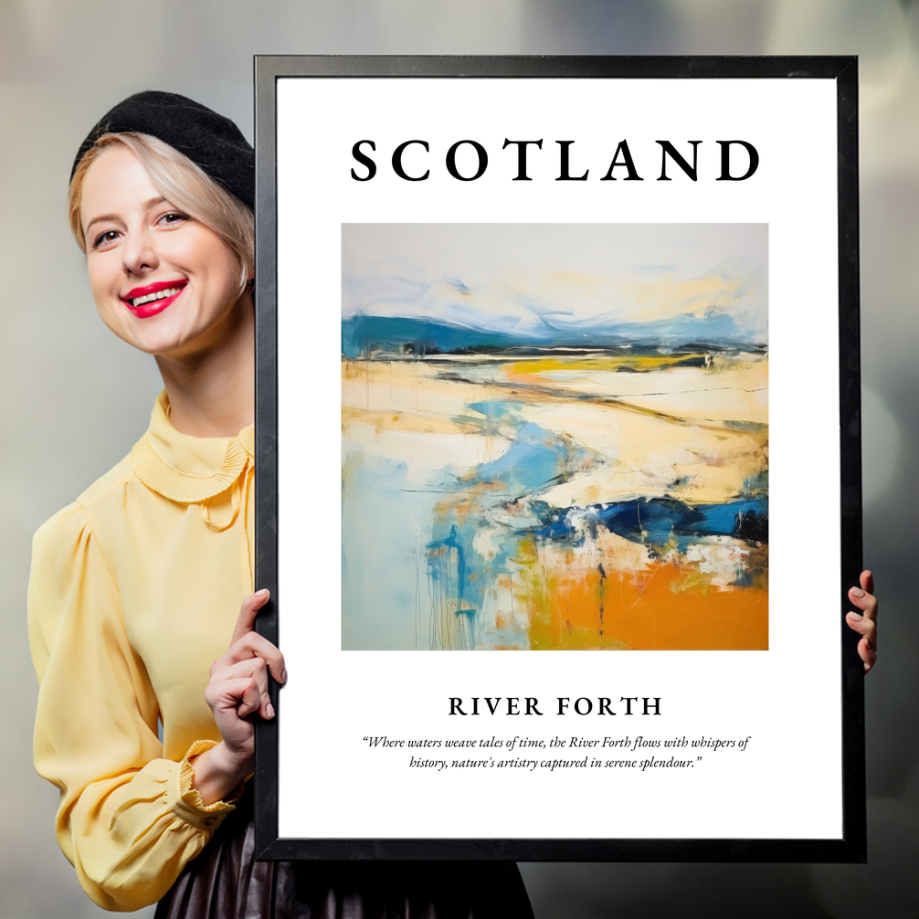 Person holding a poster of River Forth