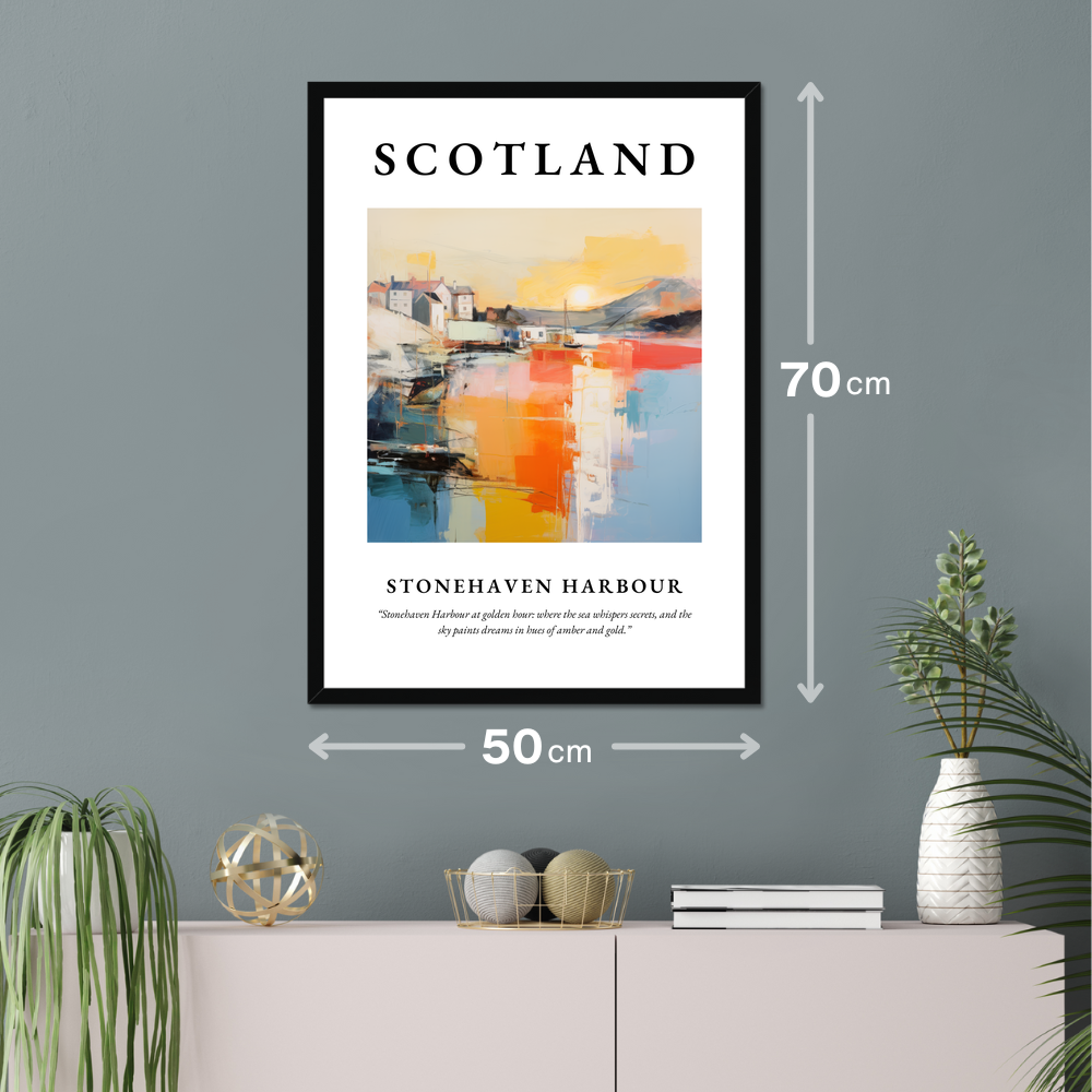 Poster of Stonehaven Harbour hanging on a wall