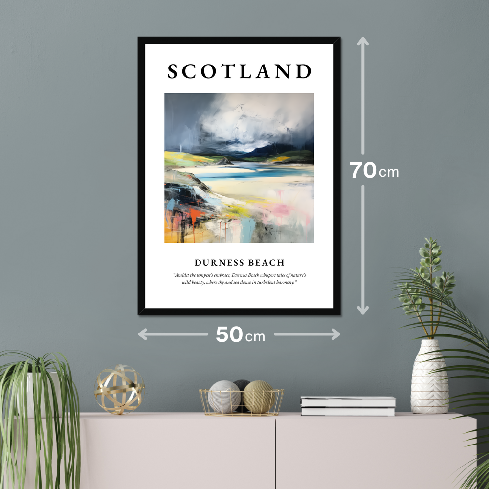 Poster of Durness Beach hanging on a wall