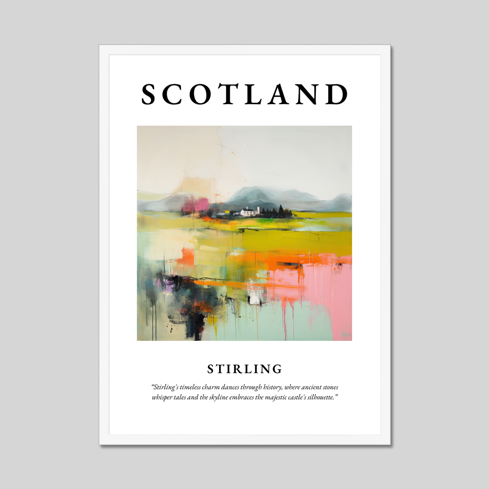 Poster in a white frame with the word Scotland