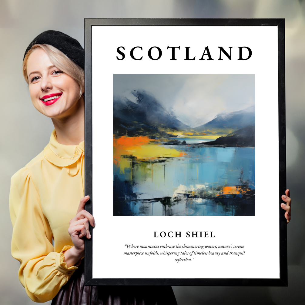 Person holding a poster of Loch Shiel