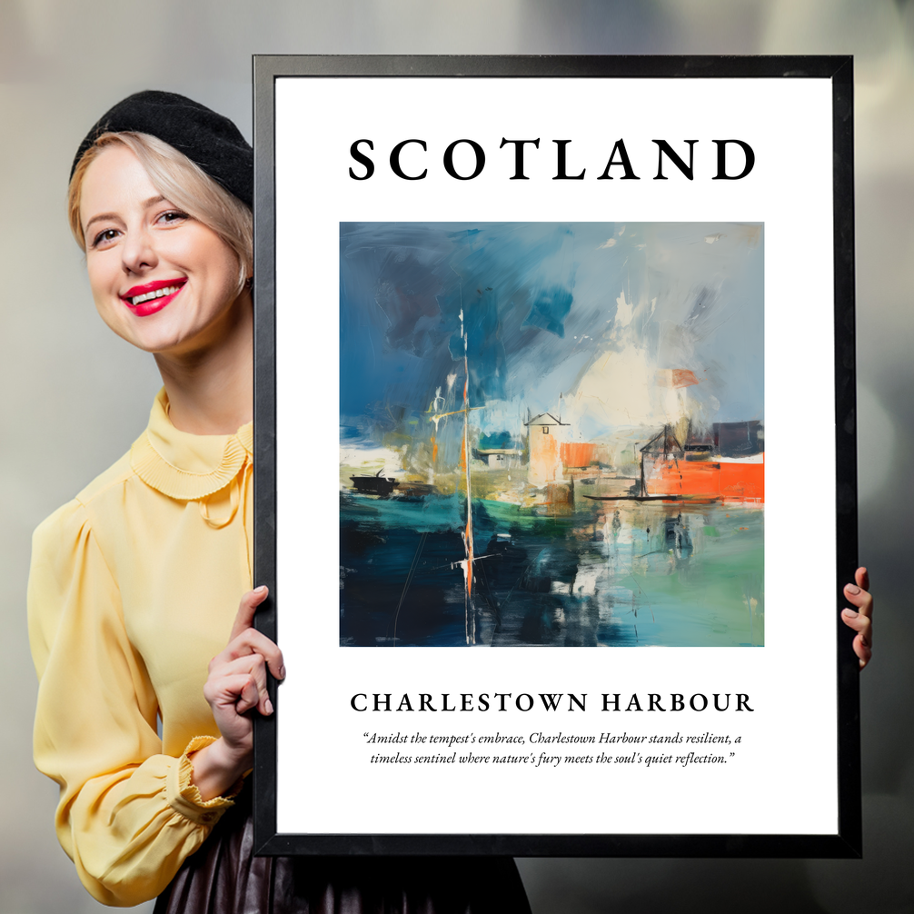 Person holding a poster of Charlestown Harbour