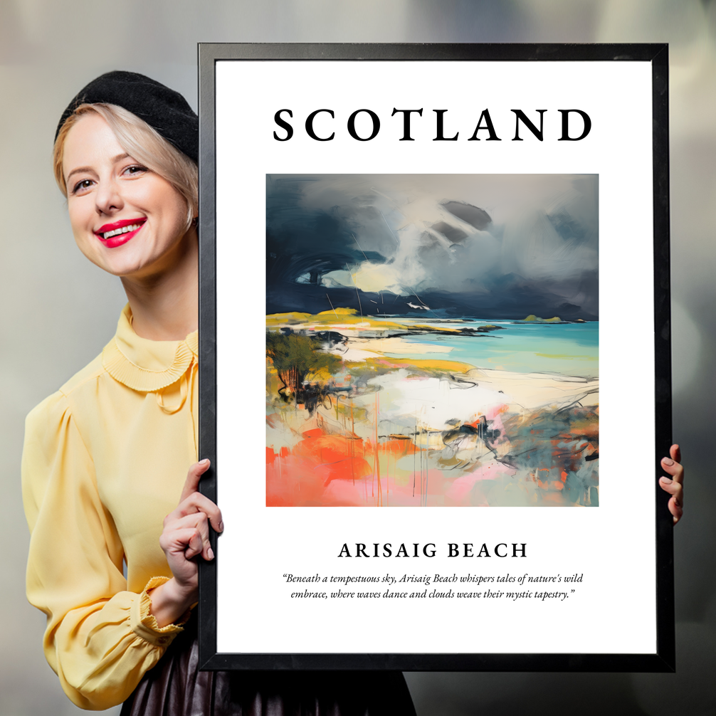 Person holding a poster of Arisaig Beach