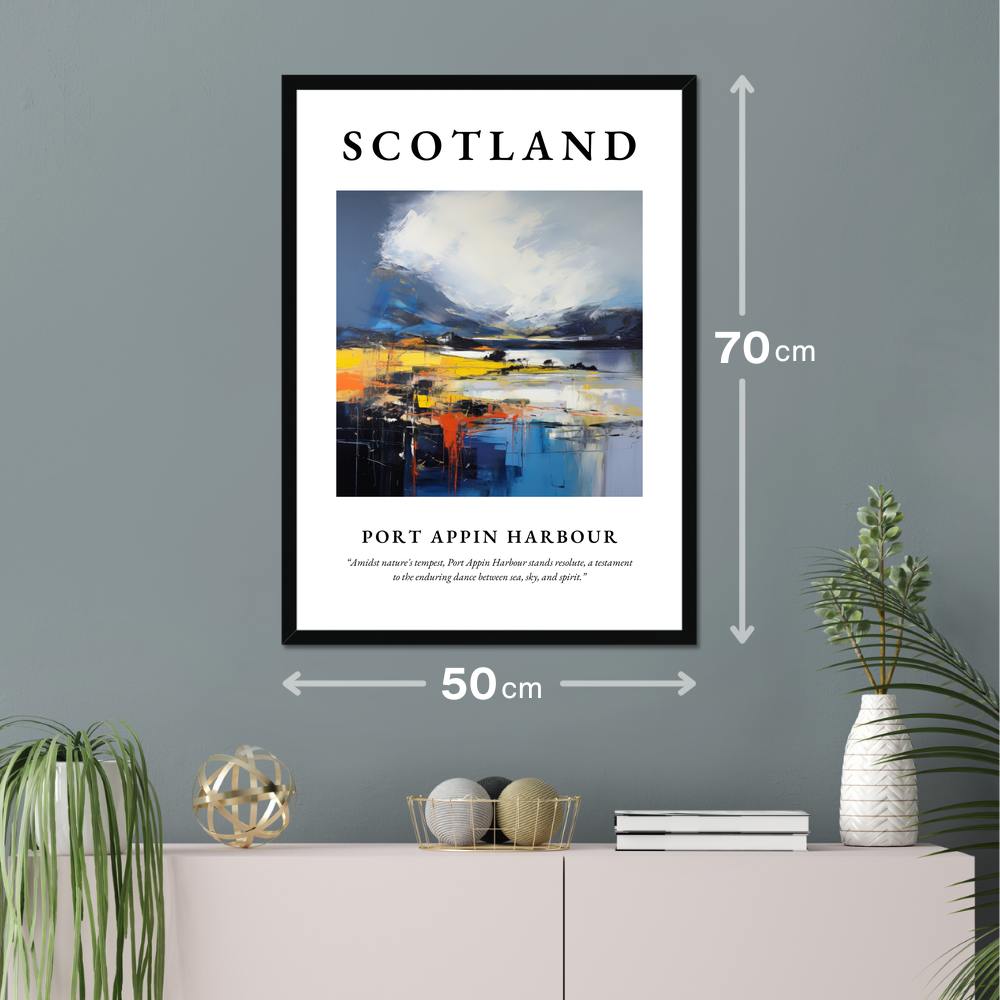 Poster of Port Appin Harbour hanging on a wall