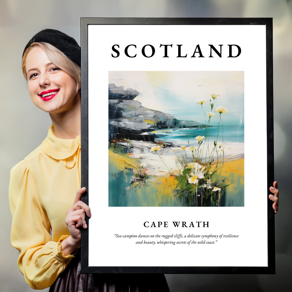 Person holding a poster of Cape Wrath