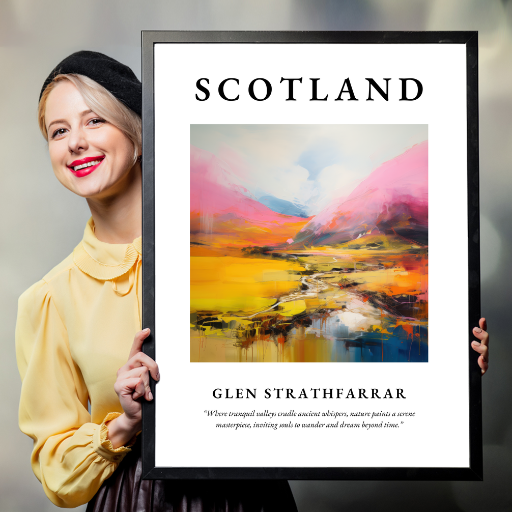 Person holding a poster of Glen Strathfarrar