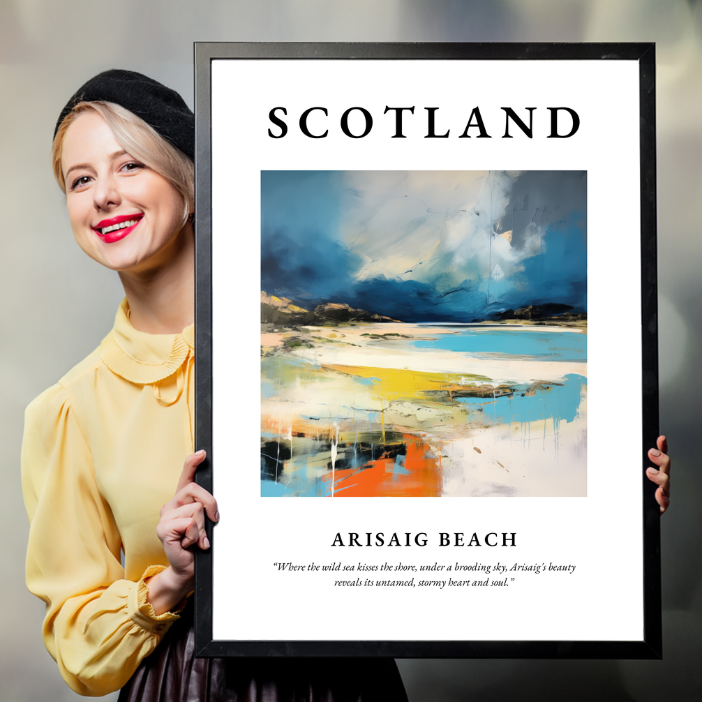 Person holding a poster of Arisaig Beach