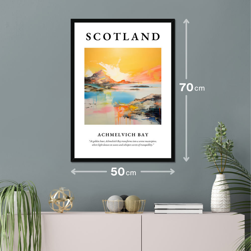 Poster of Achmelvich Bay hanging on a wall