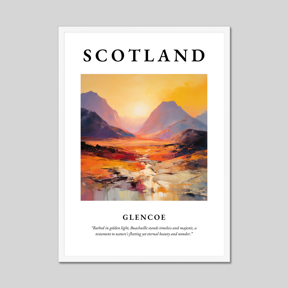 Poster in a white frame with the word Scotland