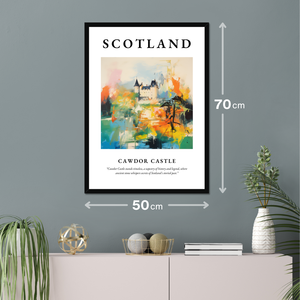 Poster of Cawdor Castle hanging on a wall