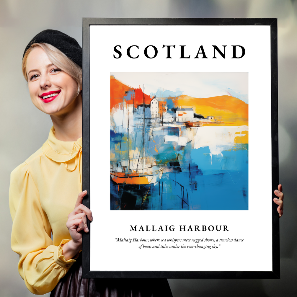 Person holding a poster of Mallaig Harbour