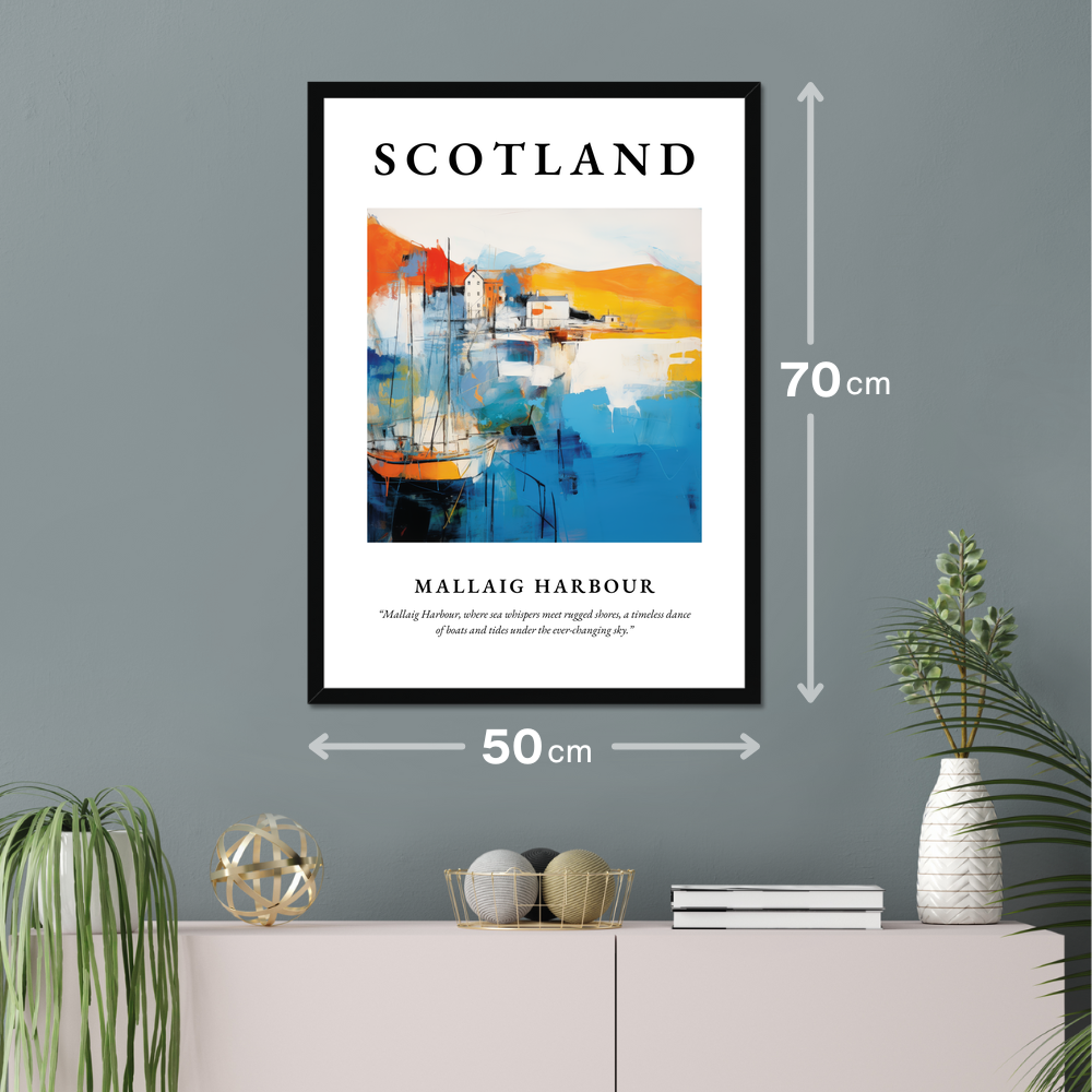 Poster of Mallaig Harbour hanging on a wall