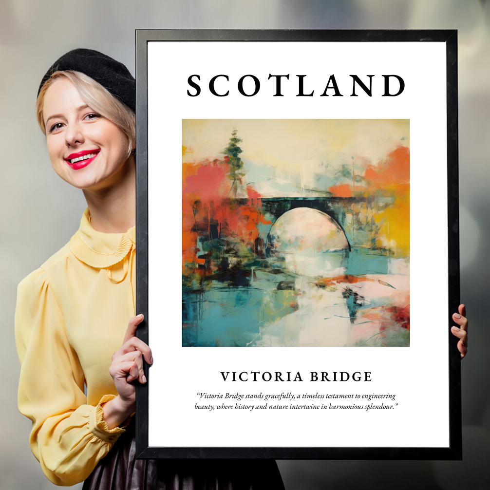 Person holding a poster of Victoria Bridge