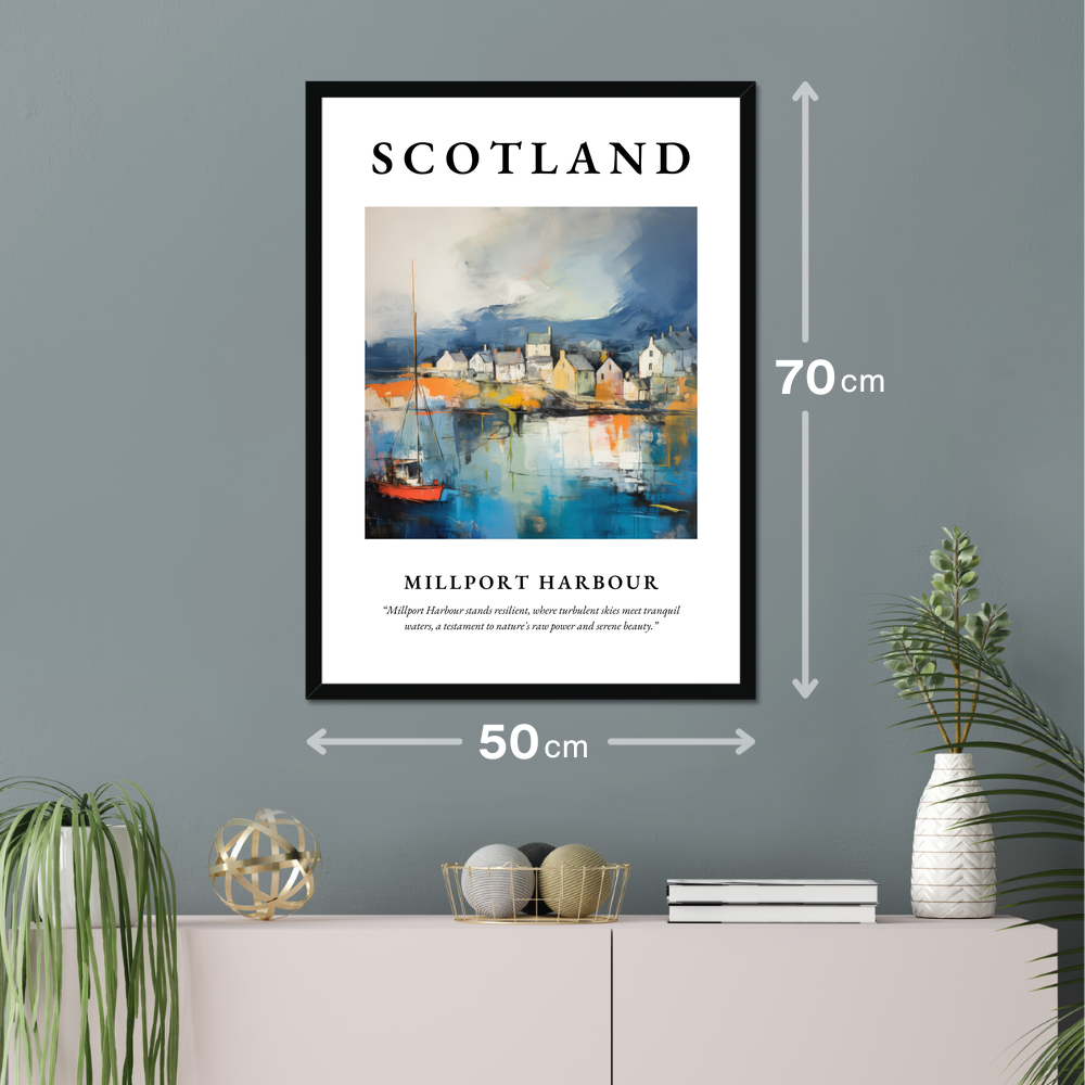 Poster of Millport Harbour hanging on a wall