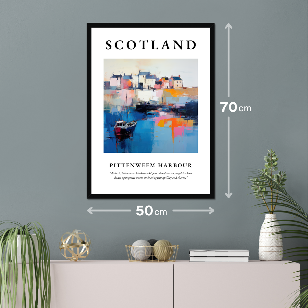 Poster of Pittenweem Harbour hanging on a wall