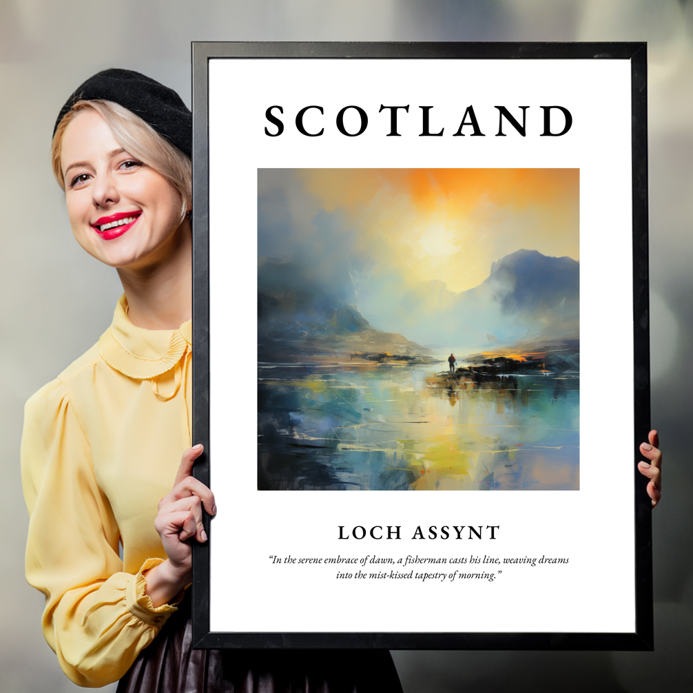 Person holding a poster of Loch Assynt