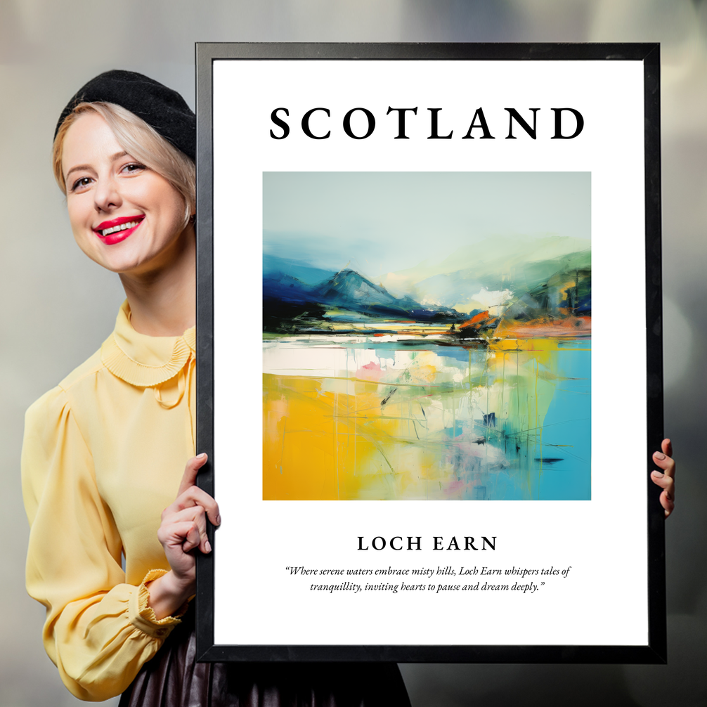 Person holding a poster of Loch Earn