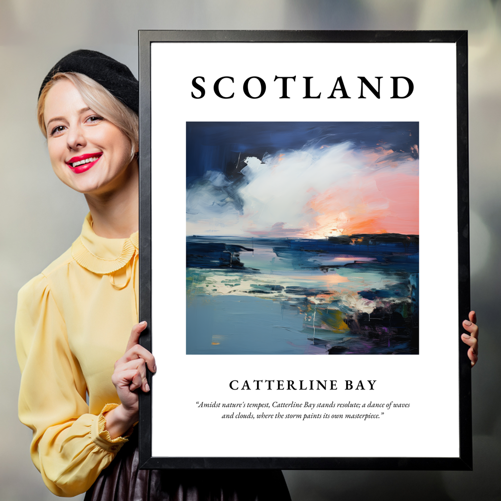 Person holding a poster of Catterline Bay