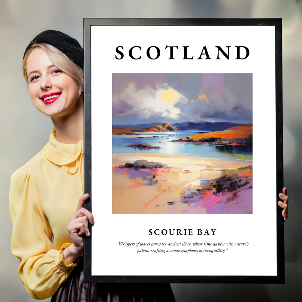 Person holding a poster of Scourie Bay