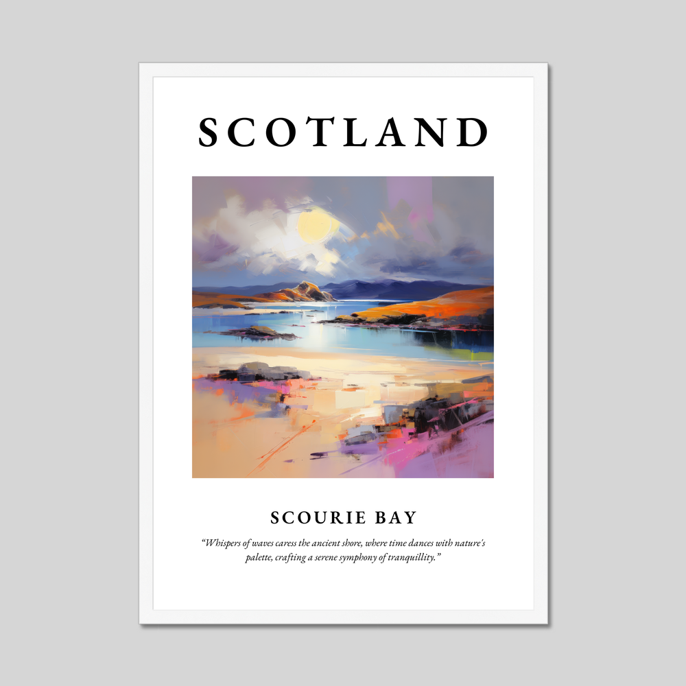 Poster in a white frame with the word Scotland