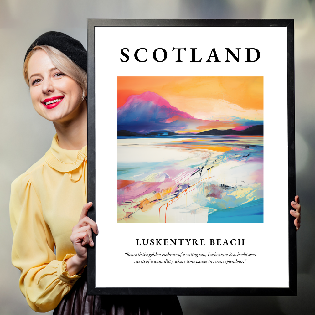 Person holding a poster of Luskentyre Beach