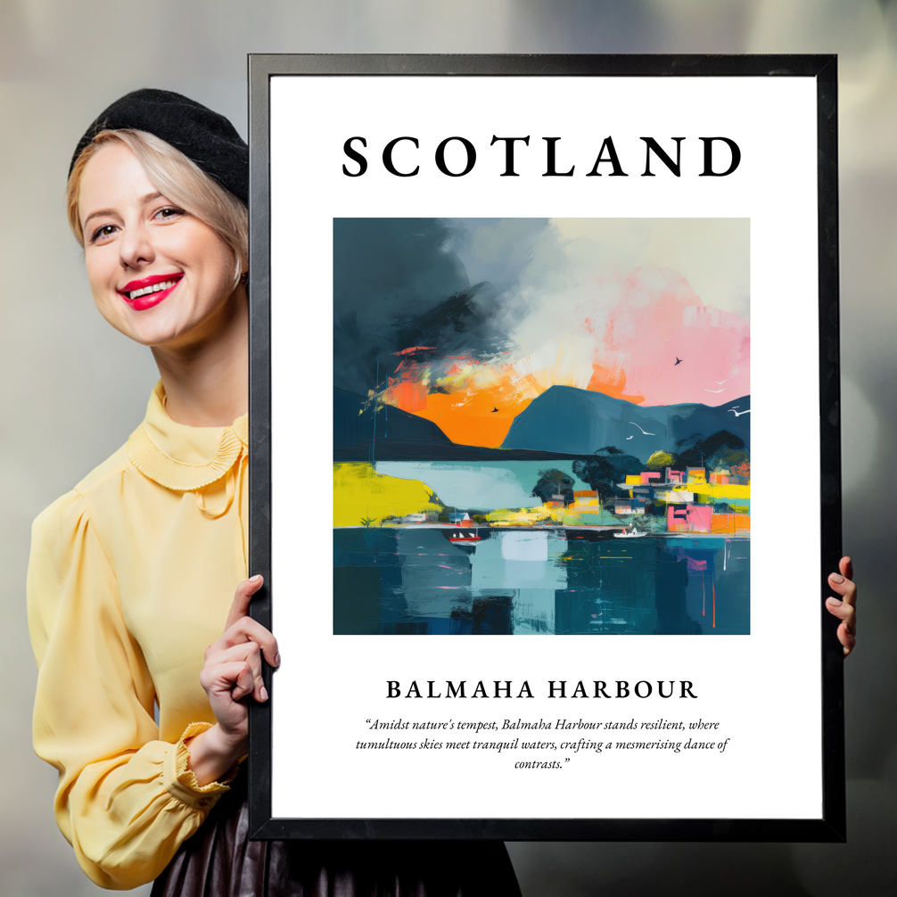 Person holding a poster of Balmaha Harbour