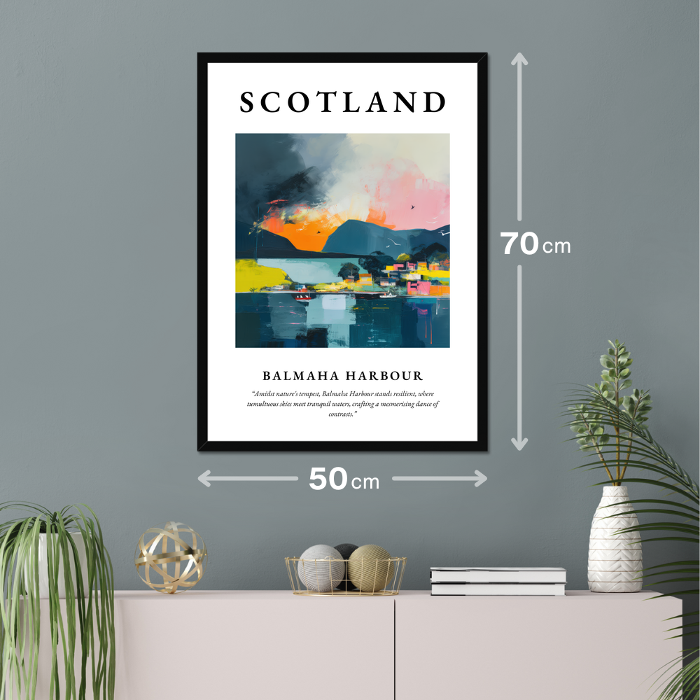 Poster of Balmaha Harbour hanging on a wall