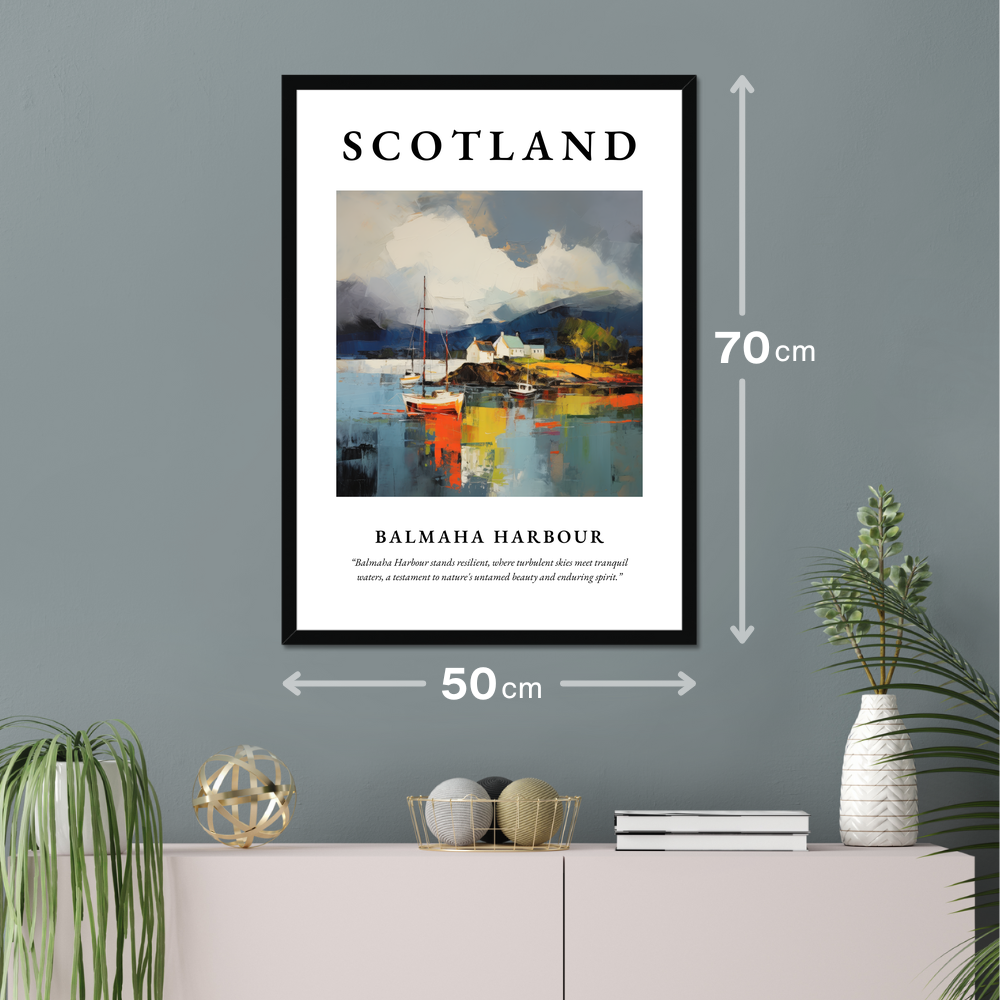 Poster of Balmaha Harbour hanging on a wall