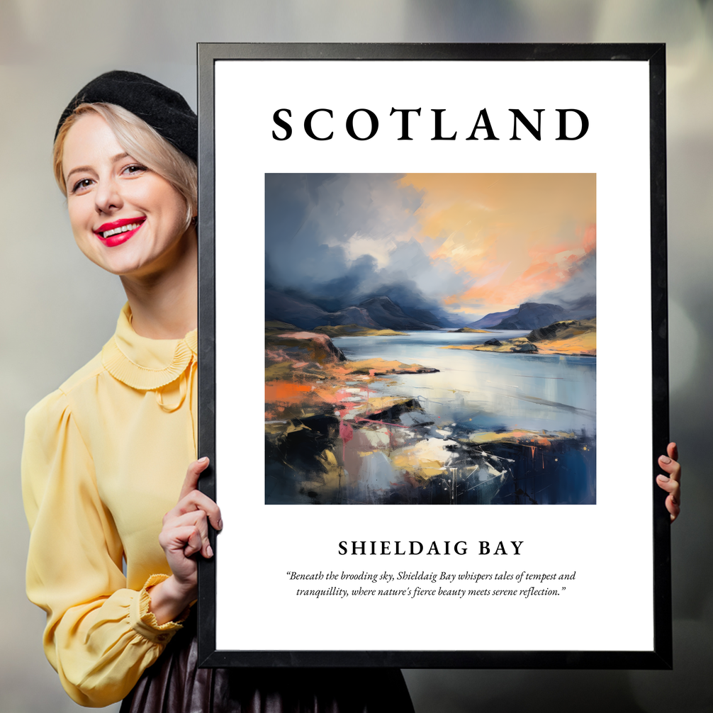 Person holding a poster of Shieldaig Bay