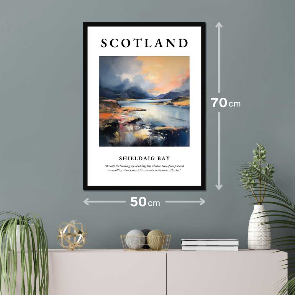 Poster of Shieldaig Bay hanging on a wall