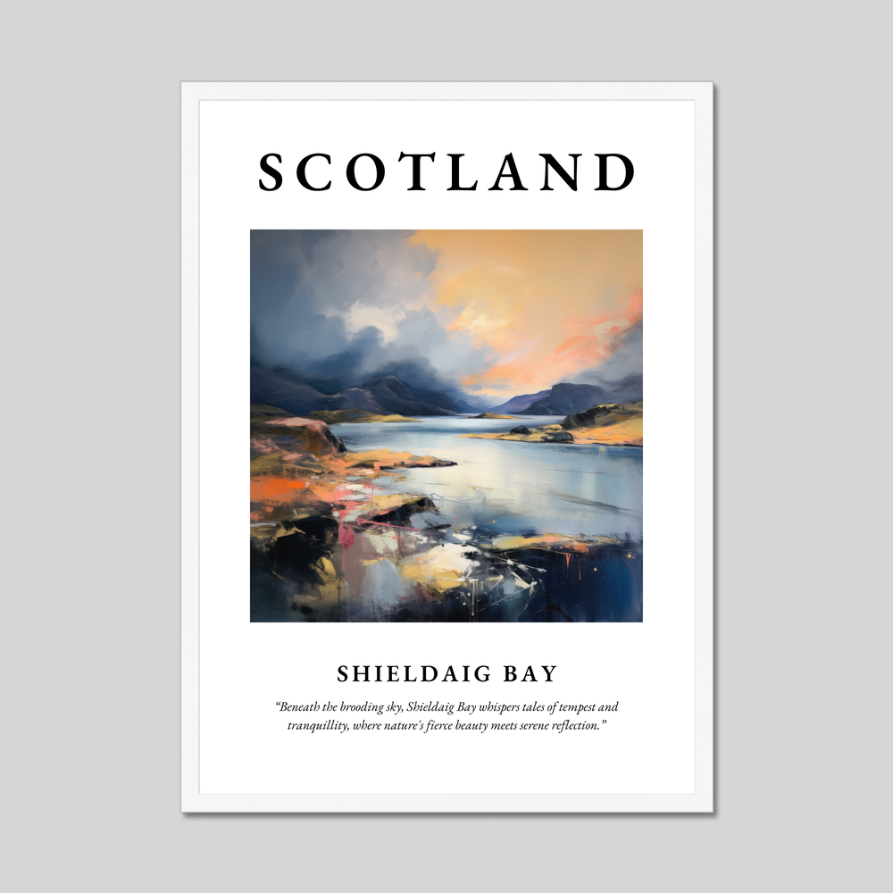 Poster in a white frame with the word Scotland