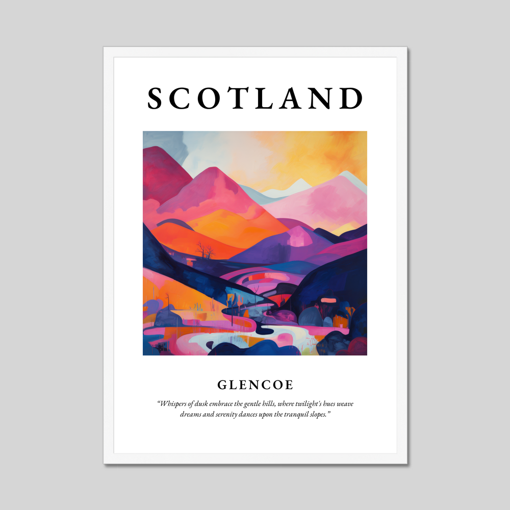 Poster in a white frame with the word Scotland