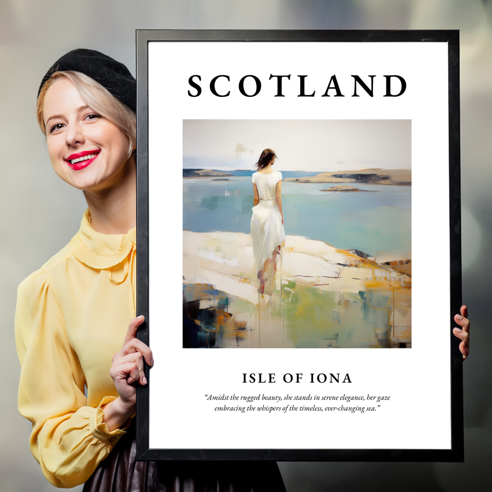 Person holding a poster of Isle of Iona