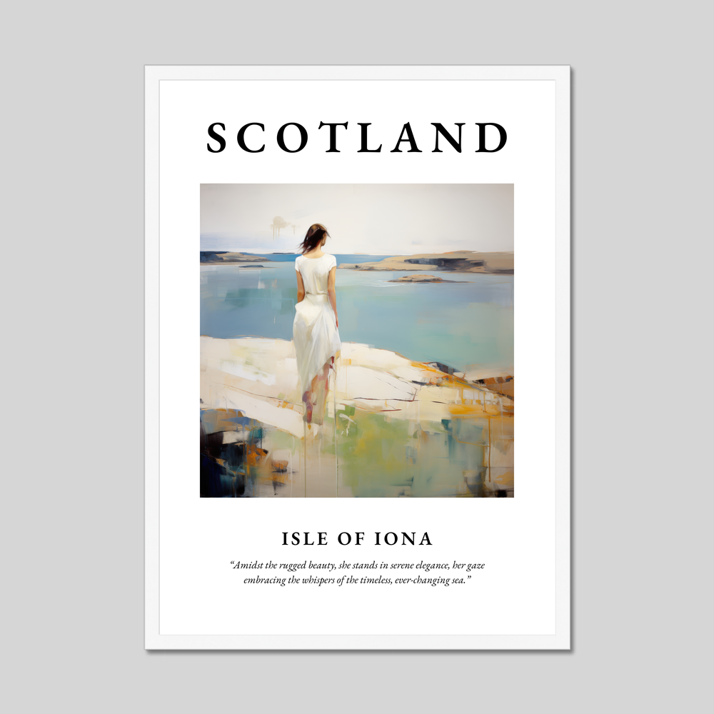 Poster in a white frame with the word Scotland