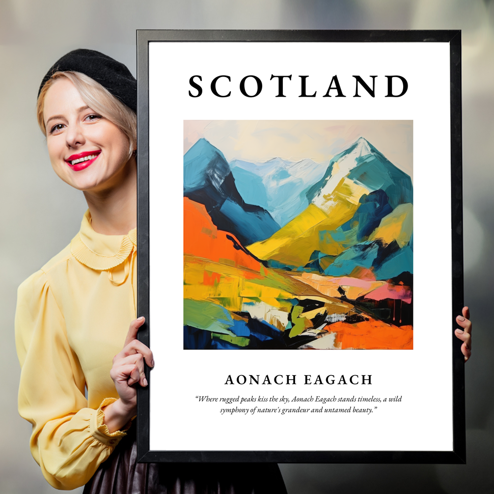 Person holding a poster of Aonach Eagach