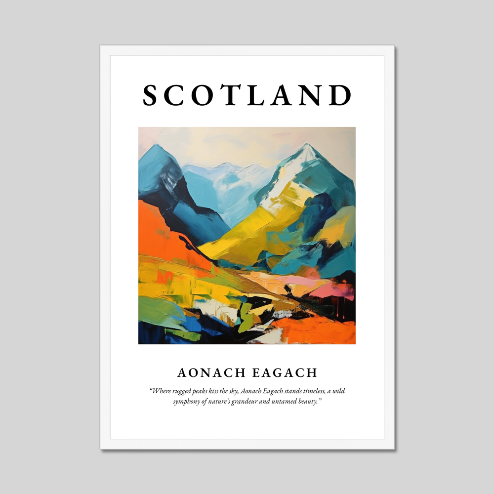 Poster in a white frame with the word Scotland